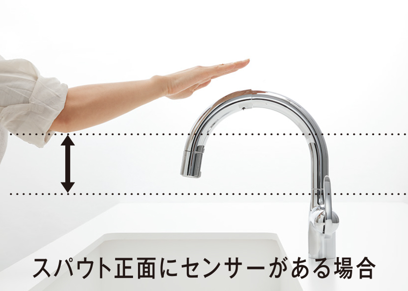 スパウト正面にセンサーがある場合